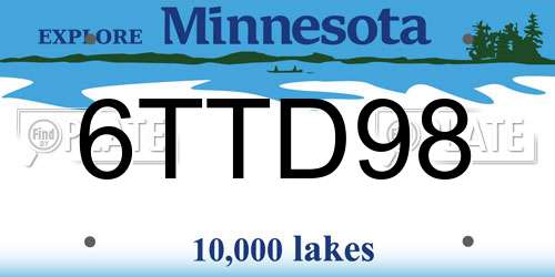 6TTD98 Minnesota License Plate
