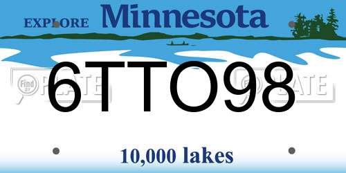 6TTO98 Minnesota License Plate