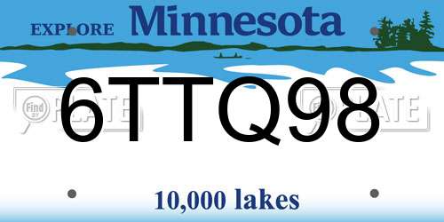 6TTQ98 Minnesota License Plate
