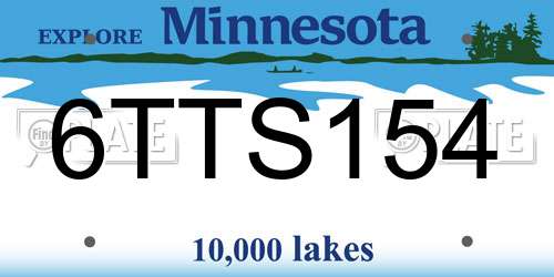 6TTS154 Minnesota License Plate