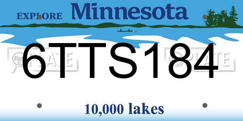 6TTS184 Minnesota License Plate