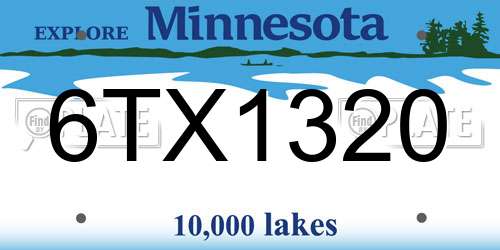 6TX1320 Minnesota License Plate