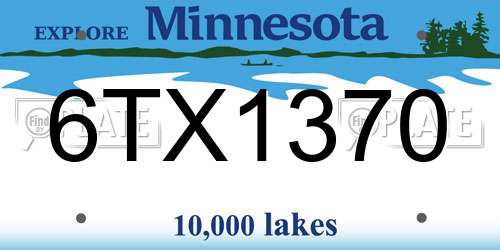 6TX1370 Minnesota License Plate