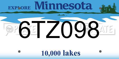 6TZ098 Minnesota License Plate