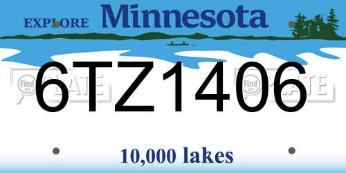 6TZ1406 Minnesota License Plate