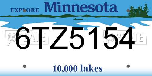 6TZ5154 Minnesota License Plate