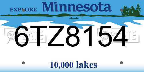 6TZ8154 Minnesota License Plate