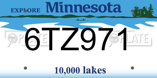 6TZ971 Minnesota License Plate