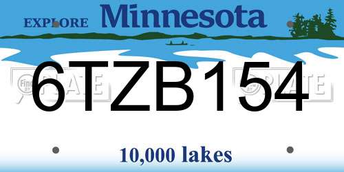 6TZB154 Minnesota License Plate
