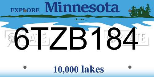 6TZB184 Minnesota License Plate