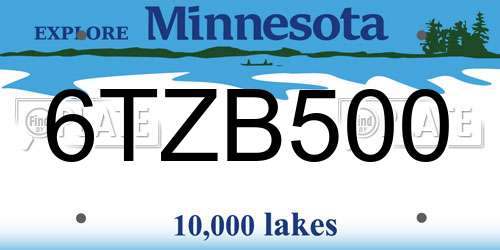 6TZB500 Minnesota License Plate