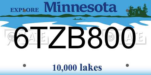 6TZB800 Minnesota License Plate