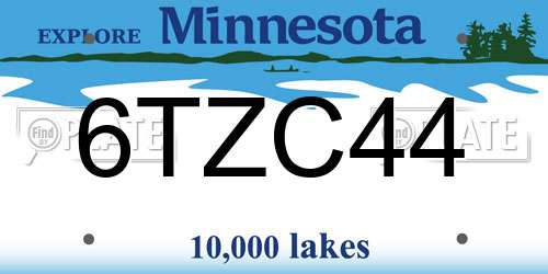 6TZC44 Minnesota License Plate