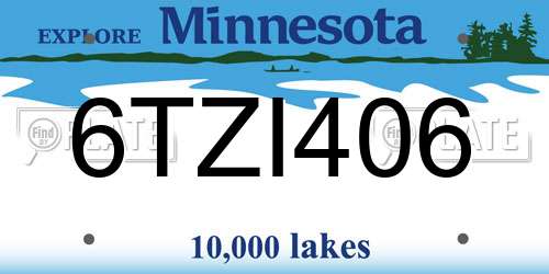 6TZI406 Minnesota License Plate