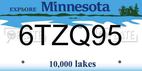 6TZQ95 Minnesota License Plate