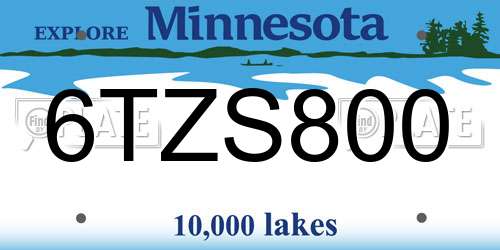6TZS800 Minnesota License Plate