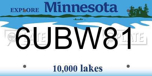 6UBW81 Minnesota License Plate