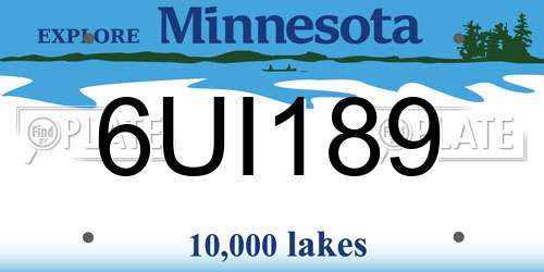 6UI189 Minnesota License Plate