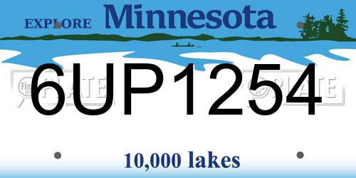 6UP1254 Minnesota License Plate