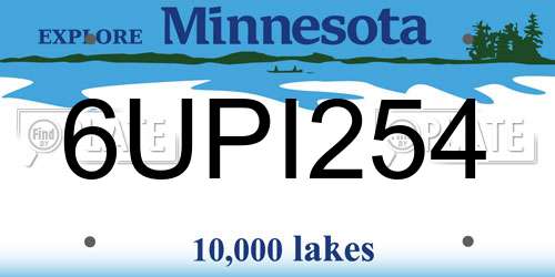 6UPI254 Minnesota License Plate