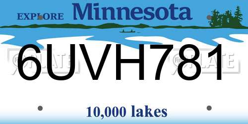 6UVH781 Minnesota License Plate