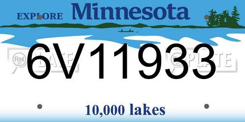 6V11933 Minnesota License Plate