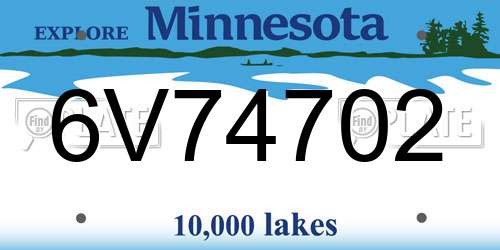 6V74702 Minnesota License Plate