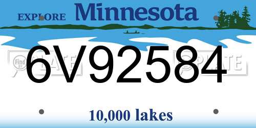 6V92584 Minnesota License Plate
