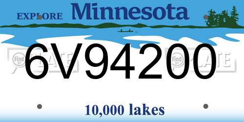 6V94200 Minnesota License Plate