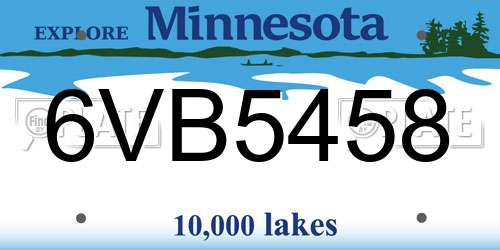 6VB5458 Minnesota License Plate