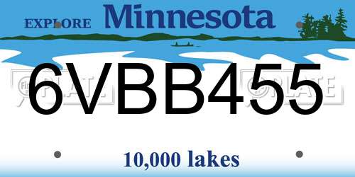 6VBB455 Minnesota License Plate