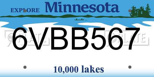 6VBB567 Minnesota License Plate