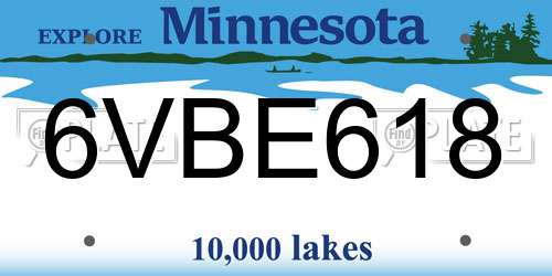 6VBE618 Minnesota License Plate