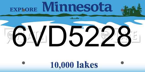 6VD5228 Minnesota License Plate