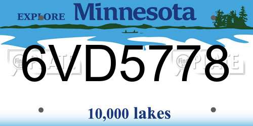 6VD5778 Minnesota License Plate