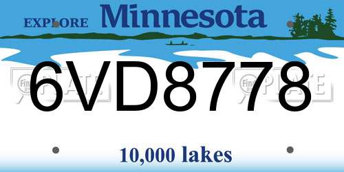 6VD8778 Minnesota License Plate