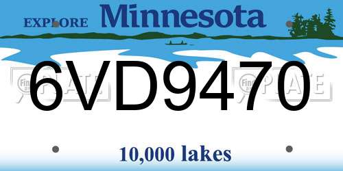 6VD9470 Minnesota License Plate