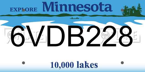 6VDB228 Minnesota License Plate