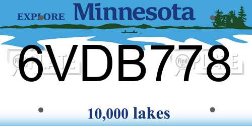 6VDB778 Minnesota License Plate