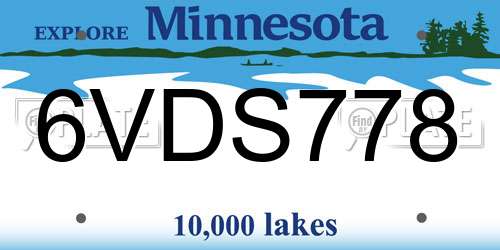 6VDS778 Minnesota License Plate