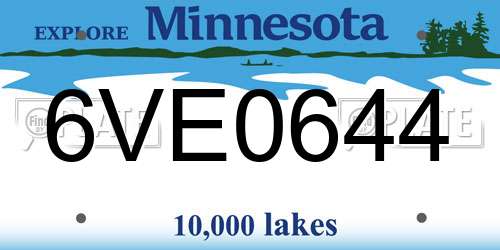 6VE0644 Minnesota License Plate