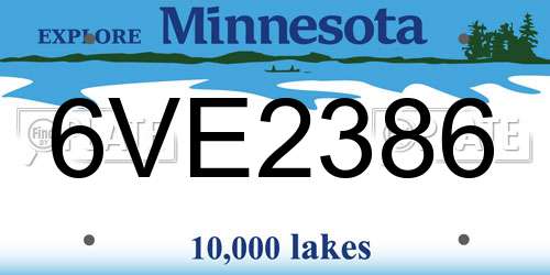 6VE2386 Minnesota License Plate