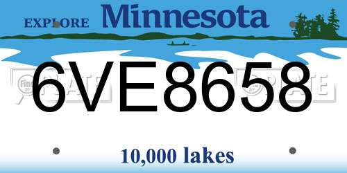 6VE8658 Minnesota License Plate