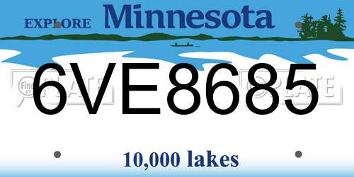 6VE8685 Minnesota License Plate