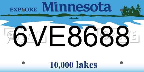 6VE8688 Minnesota License Plate
