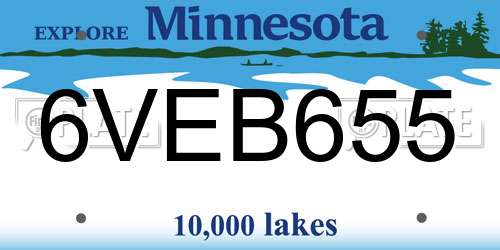 6VEB655 Minnesota License Plate