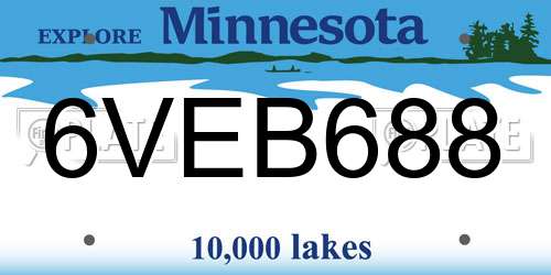6VEB688 Minnesota License Plate