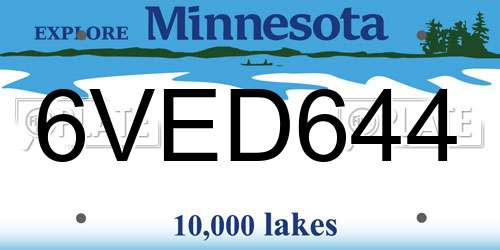 6VED644 Minnesota License Plate