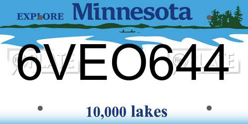 6VEO644 Minnesota License Plate