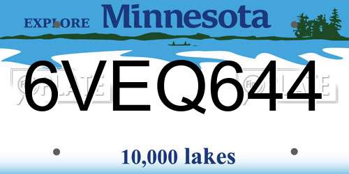 6VEQ644 Minnesota License Plate